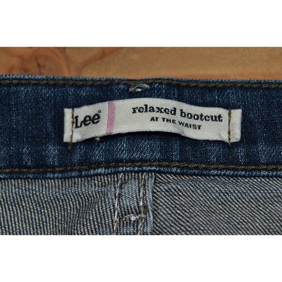 Lee Relaxed Boot Cut Women's 16 Long Western Denim Jeans Distressed At the Waist - Picture 5 of 10